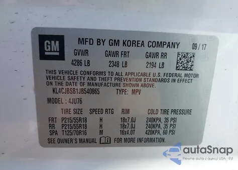 2018 Buick Encore Preferred Ii из США, поврежденный, VIN KL4CJBSB1JB540865